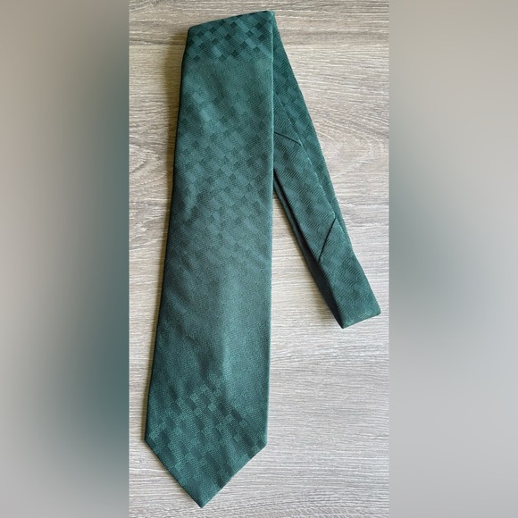 Vintage 60s 70s Wemlon By Wembley Tie Retro Hippie Mod Disco Solid Dk Green - Picture 1 of 3